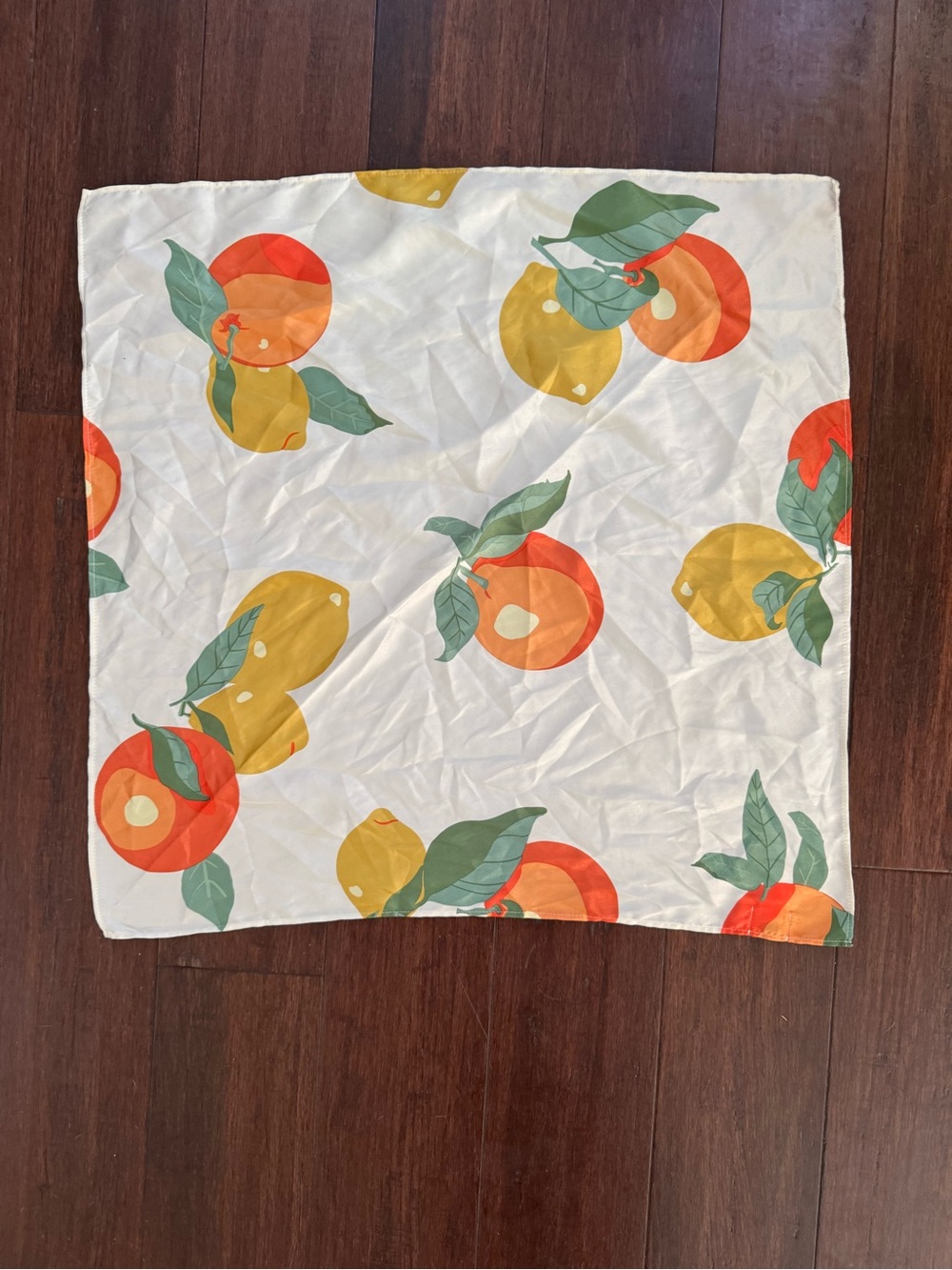 a new day Fruit Motif Square Scarf in Cream, Orange & Green